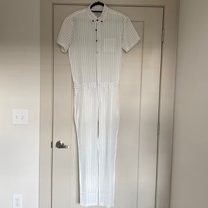 Mens Medium Romperjack Whiten/ Black pin stripe jumpsuit